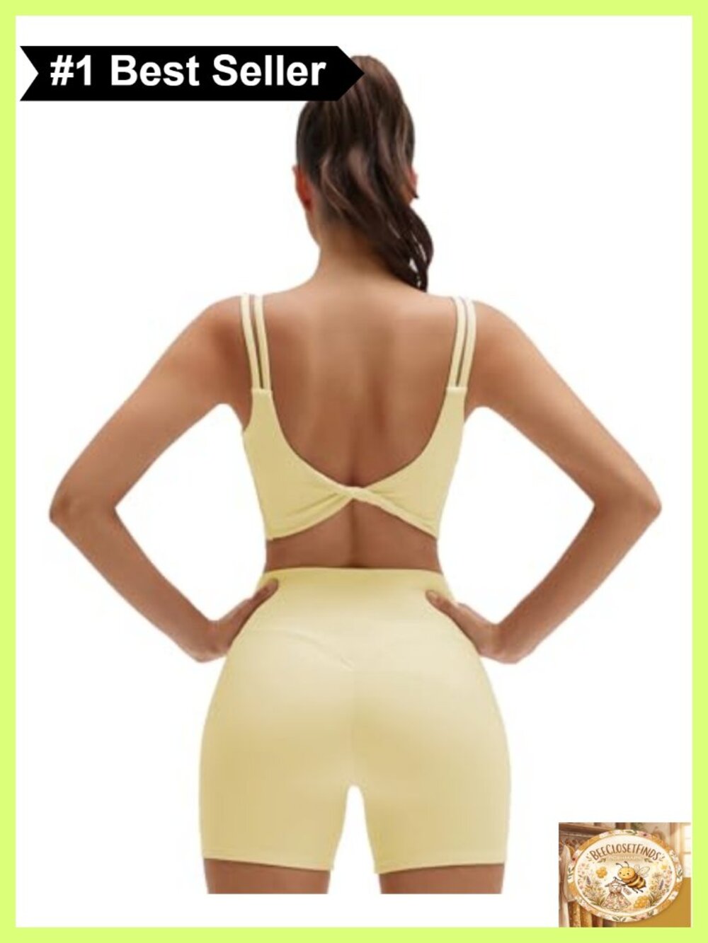 Two Piece Workout Set Twist Back Cami Bra & Bike Shorts